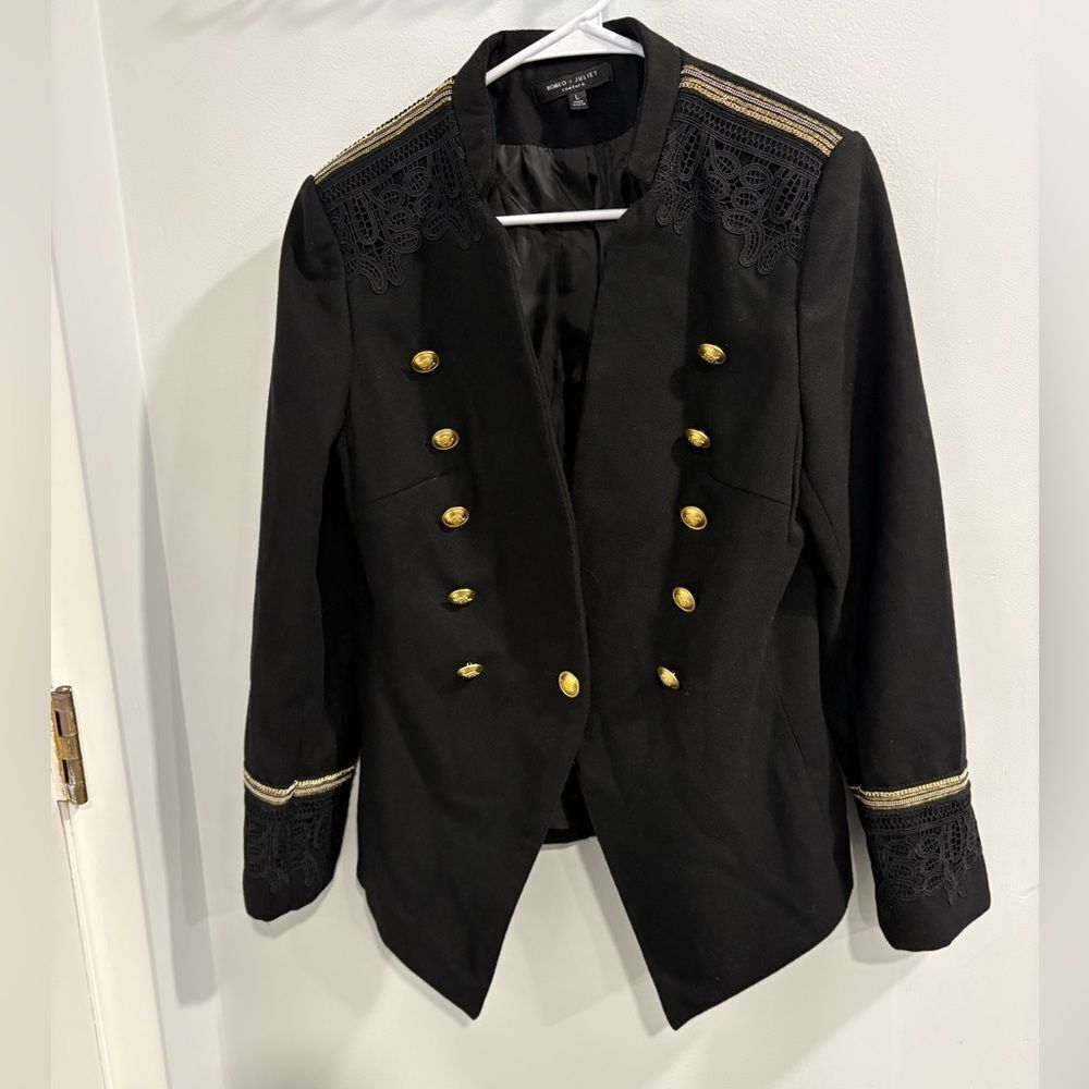Romeo & Juliet Couture Black Blazer with Gold Buttons